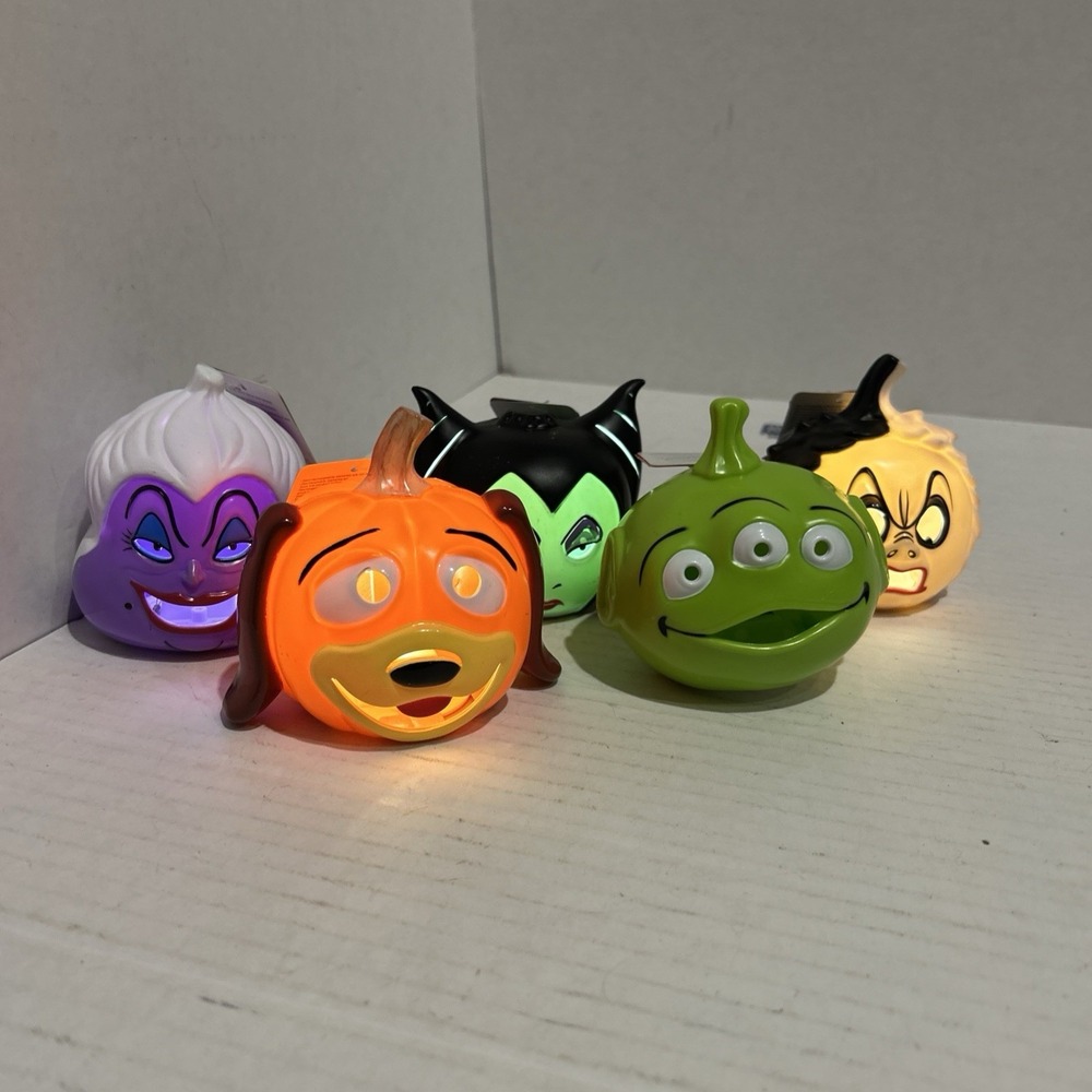 Disney Villains & Toy Story Pumpkin Lot Mini Light Up Halloween Decor E2